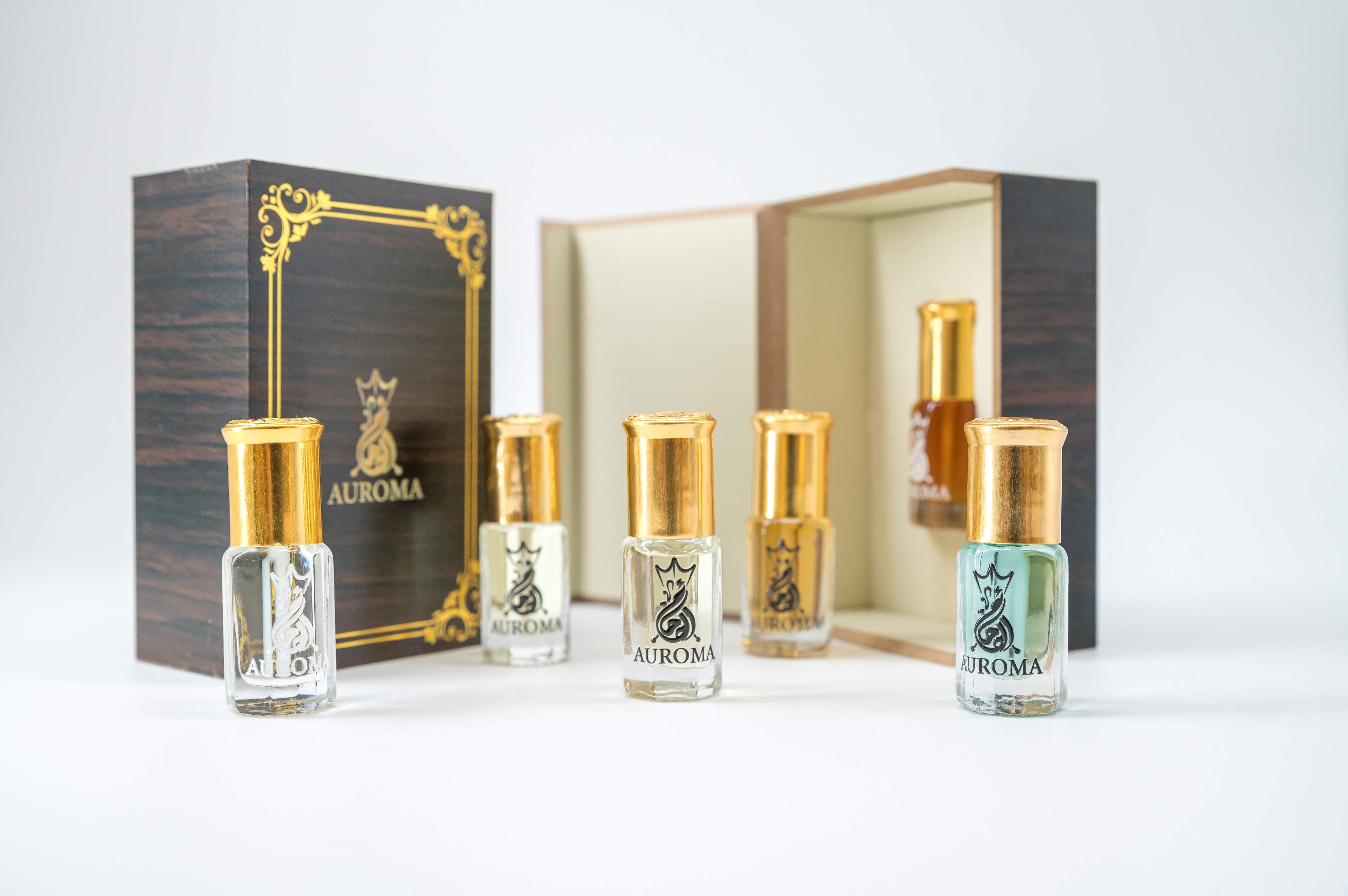 Auroma Aqua fragrances with colorful bottle caps